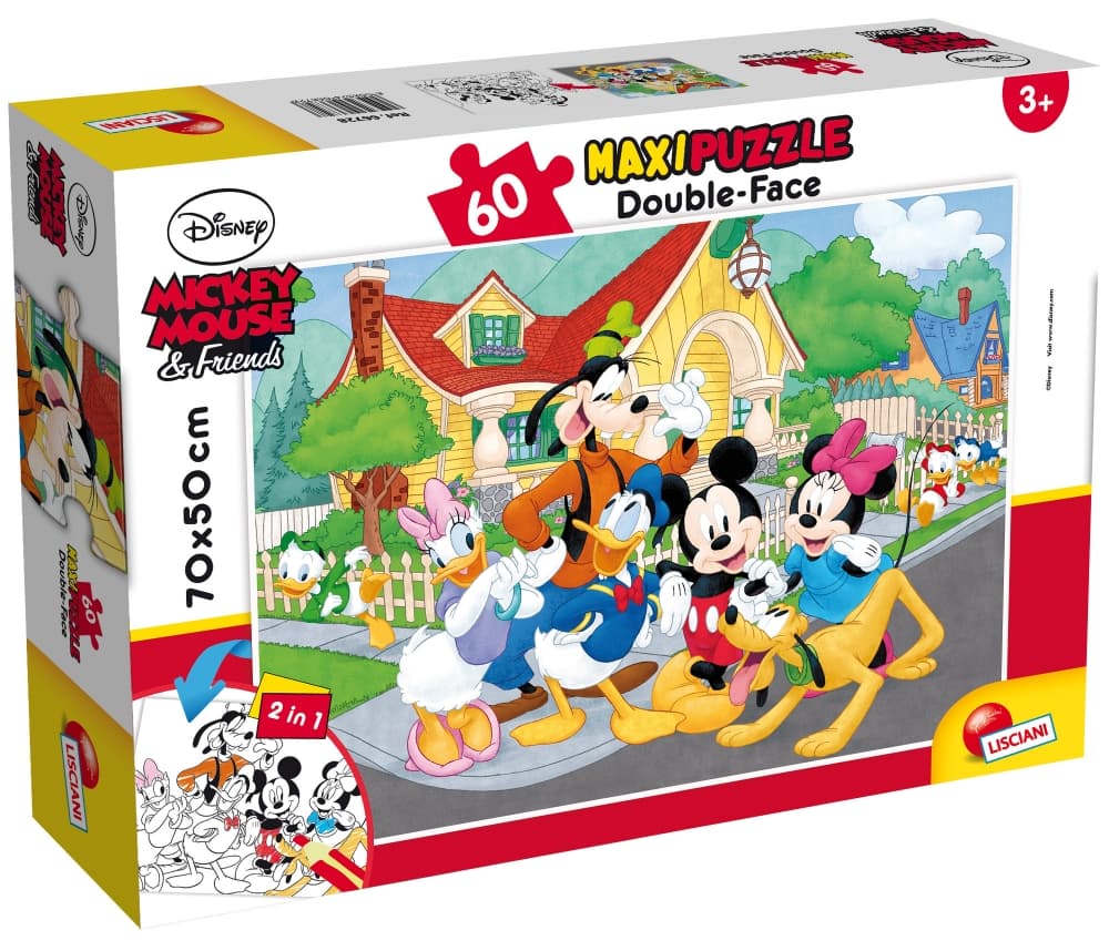 Пъзел, Lisciani, Mickey Mouse, Двулицев пъзел 60 части