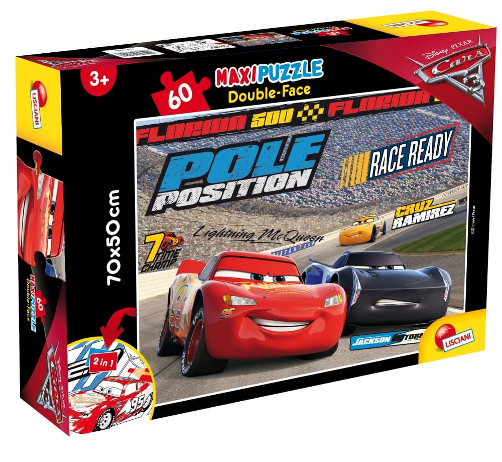 Пъзел, Lisciani, Cars 3, Предизвикателство, Двулицев пъзел 60 части