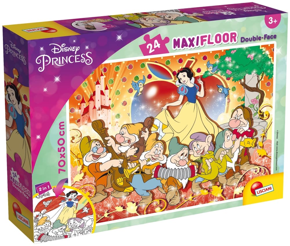 Пъзел, Lisciani, Disney Princess, Снежанка, Двулицев пъзел 24 части