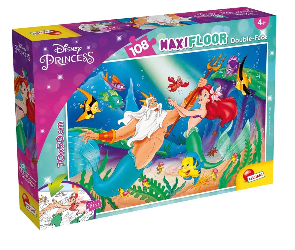 Пъзел, Lisciani, Disney Princess, Малката русалка, Двулицев пъзел 108 части