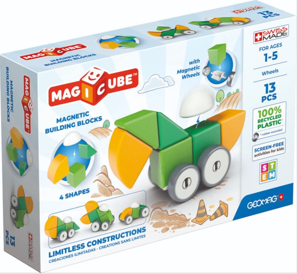 Магнитен конструктор, Geomag, Magicube, 4 форми и колела, 13 части