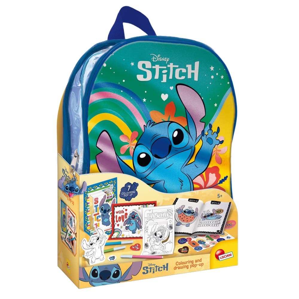 Творчески комплект, Lisciani, Stitch, 2 в 1 раница с комплект за рисуване