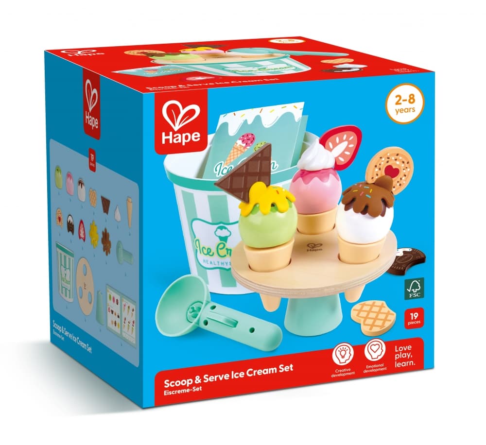 Комплект за игра, Hape, Комплект за сладолед, 19 части