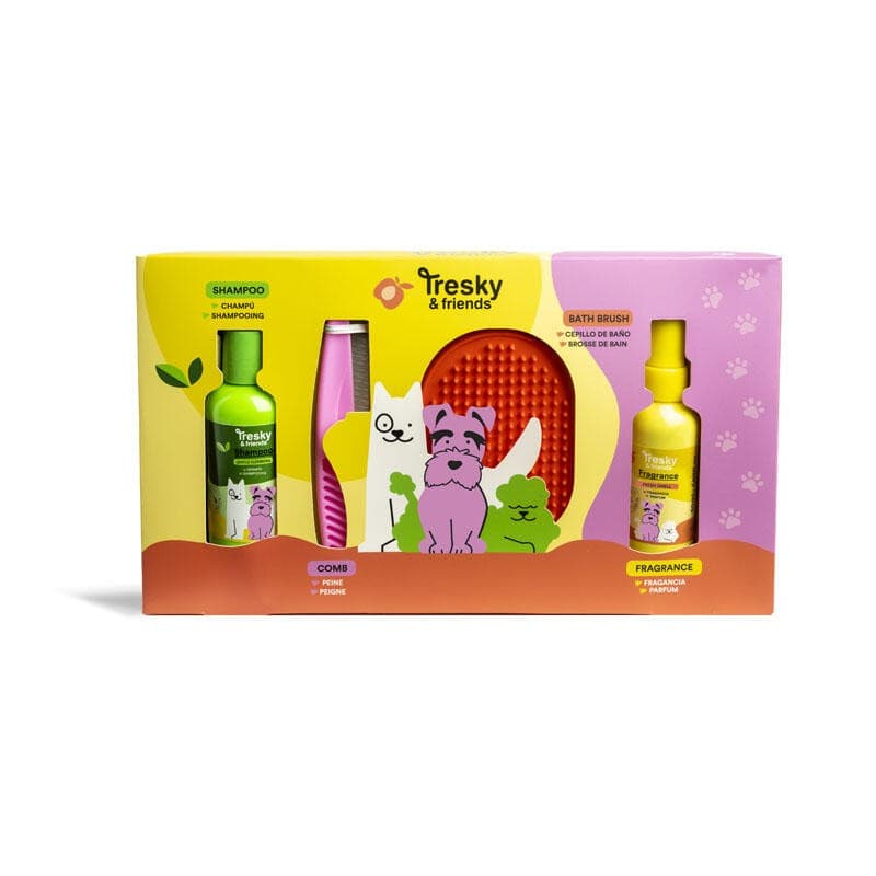 Подаръчен комплект за домашен любимец, Martinelia, Tresky & Friends, С гребен и четка, 4 части
