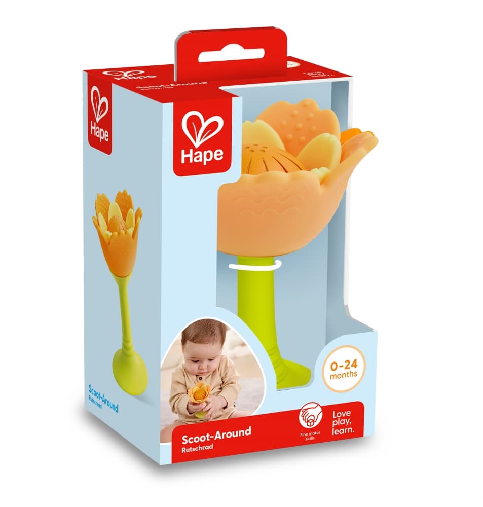 Дрънкалка и гризалка за зъби, Hape, Оранжево цвете