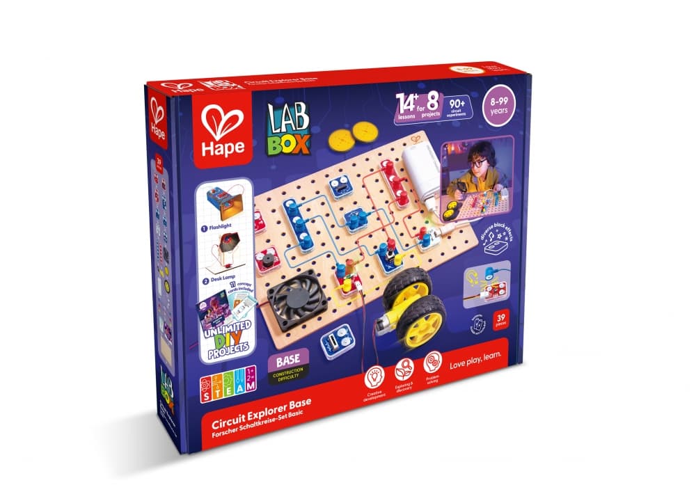 Образователен комплект, Hape, LabBox, Изследване на вериги, Базово ниво, 30 части