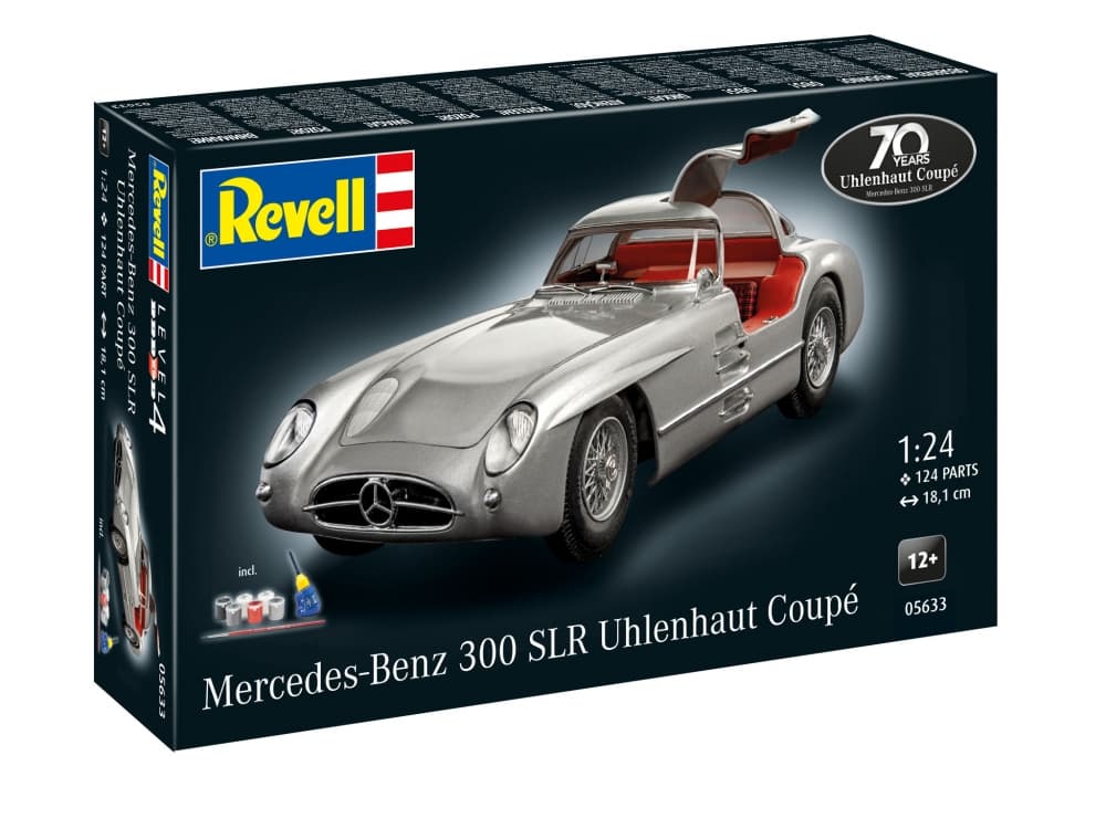 Сглобяем модел, Revell, Подаръчен комплект автомобил Mercedes-Benz 300 SLR, 124 части
