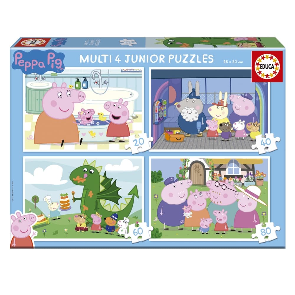Прогресивен пъзел, Educa, Peppa Pig 4 в 1, 20-40-60-80 части