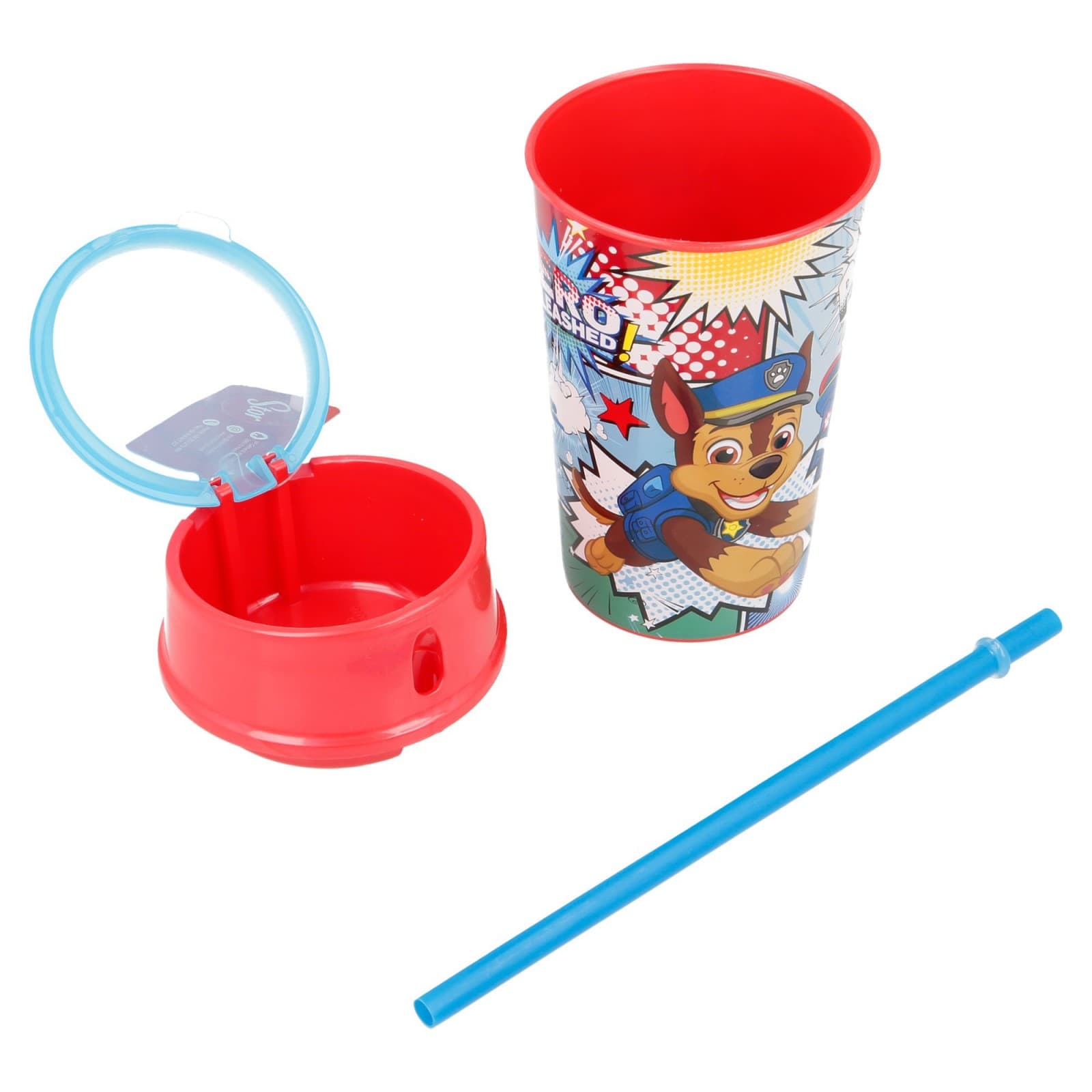 Чаша с капак, сламка и отделение за храна - Paw Patrol, 400 ml.