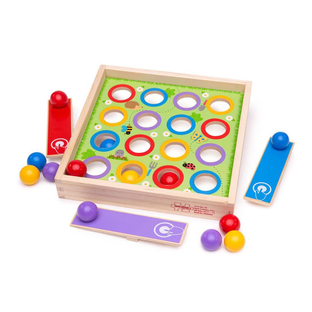 Bigjigs - Дървена игра с топчета - Право в целта