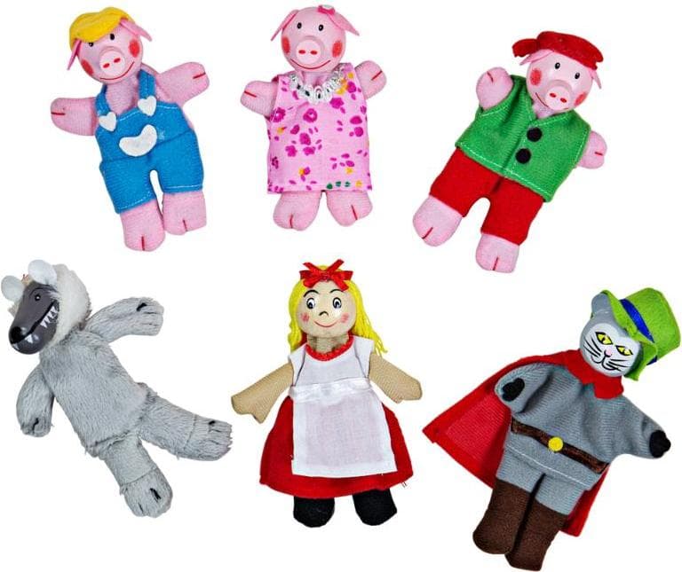 Bigjigs - Кукли за пръсти за куклен театър - Приказни герои - 6 броя
