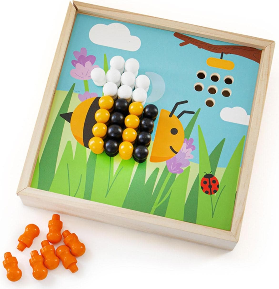 Bigjigs - Детска дървена мозайка - Градина
