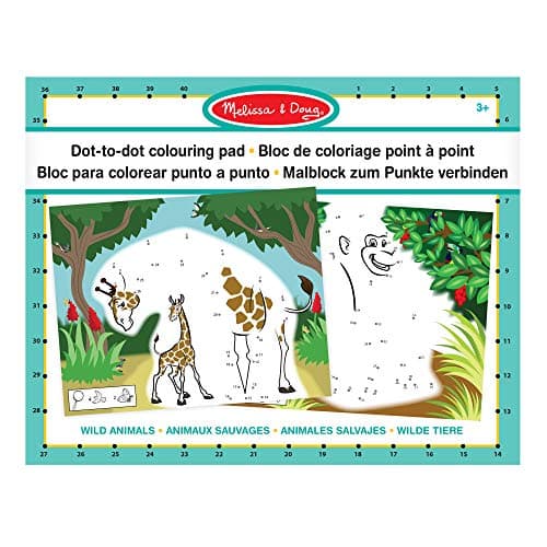 Melissa & Doug - Книжка за оцветяване с цифри и букви - Свържи точките - Диви животни