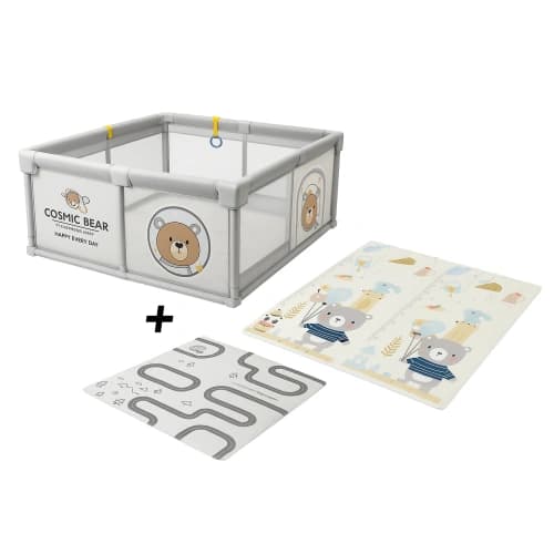 AstroCub PlayZone – бебешка кошара 150x180 см с мече