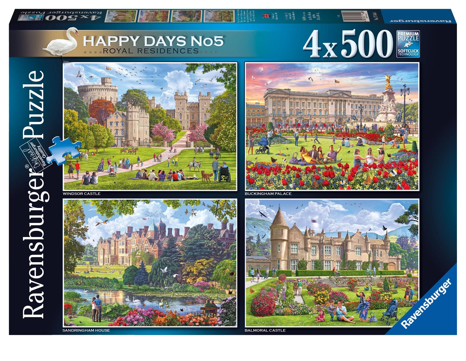 Пъзел Ravensburger 4x500 ел. - Happy Days: Кралски резиденции