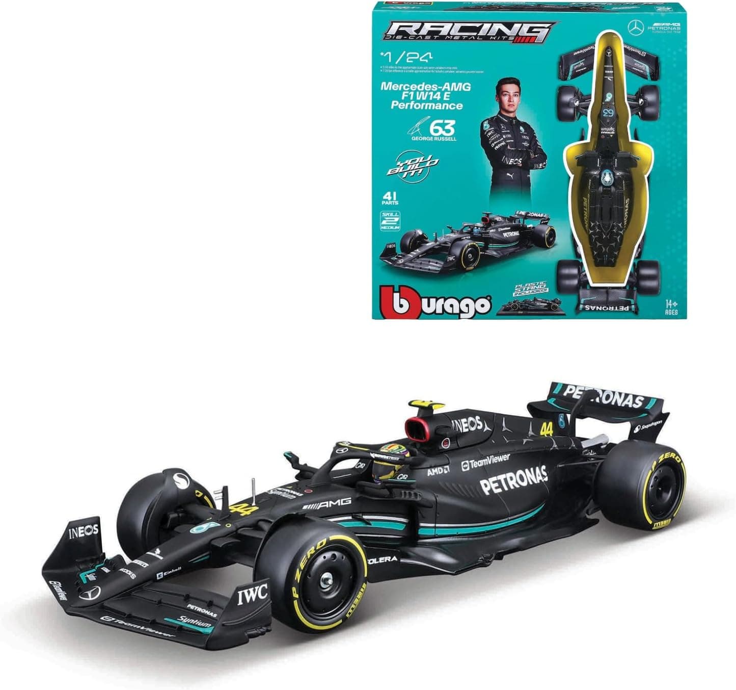Bburago F1 - модел на кола 1:24 - Mercedes AMG W14E номер 44