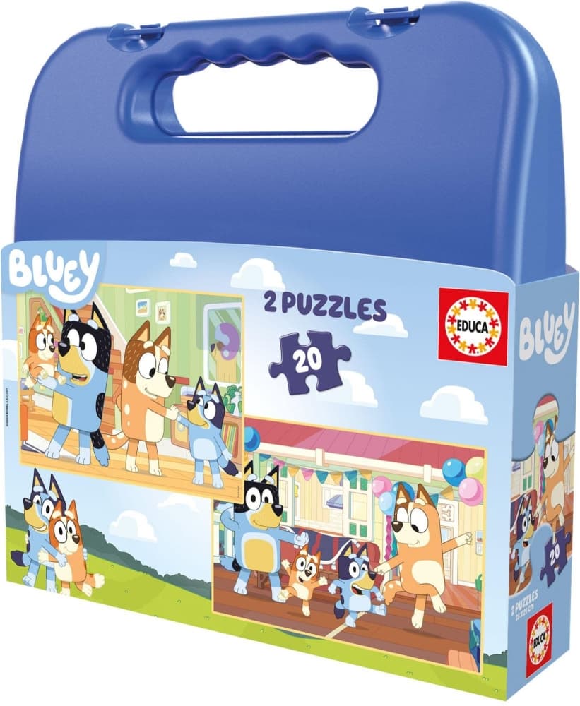 Пъзел в куфарче, Educa, Bluey, 2 х 20 части