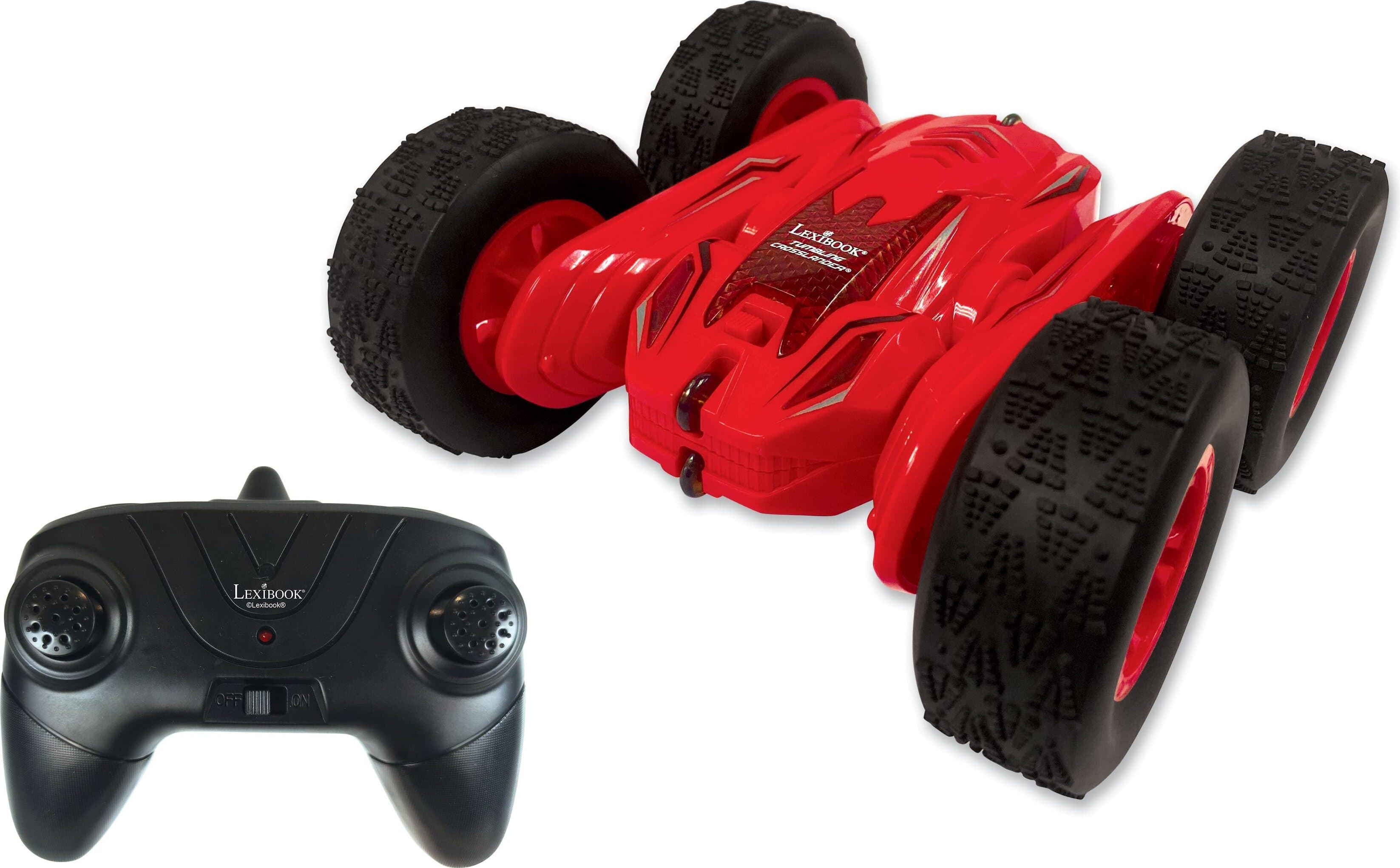 Детска кола с дистанционно управление - Lexibook RC55 Tumbling Crosslander Rechargeable Radio Controlled Stunt Car (червен-черен)