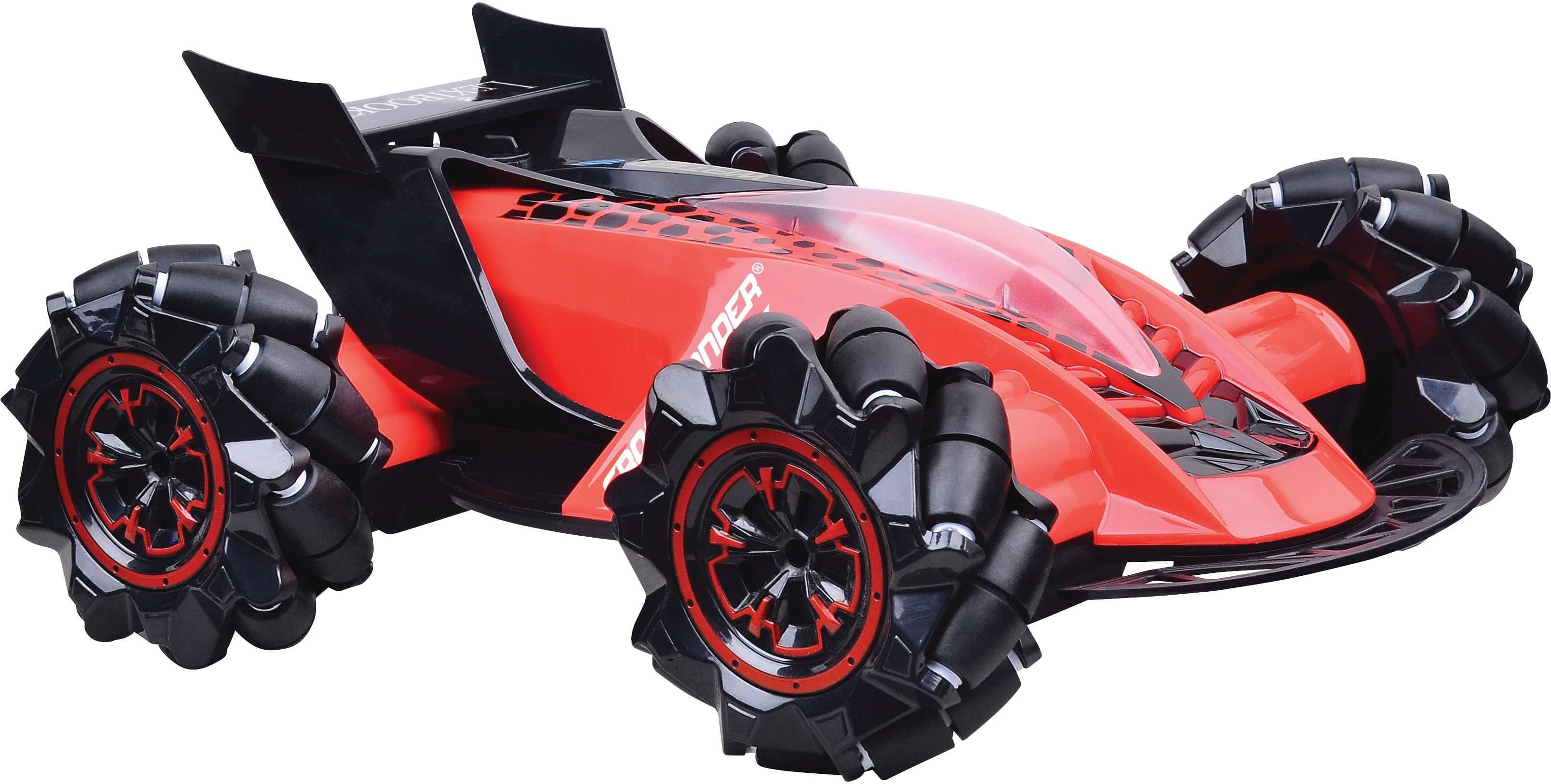 Детска кола с дистанционно управление - Lexibook RC60 Crosslander Fire Rechargeable Radio Controlled Stunt Car (черен-червен)