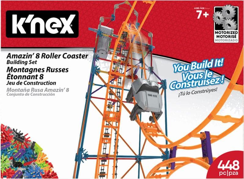 Образователна играчка конструктор - KNex Thrill Rides Amazin 8 Roller Coaster Set 448 Pcs (448 части)