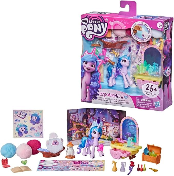Игрален комплект Hasbro My Little Pony: A New Generation Critter Creation Izzy Moonbow, фигурка и 25+ аксесоара