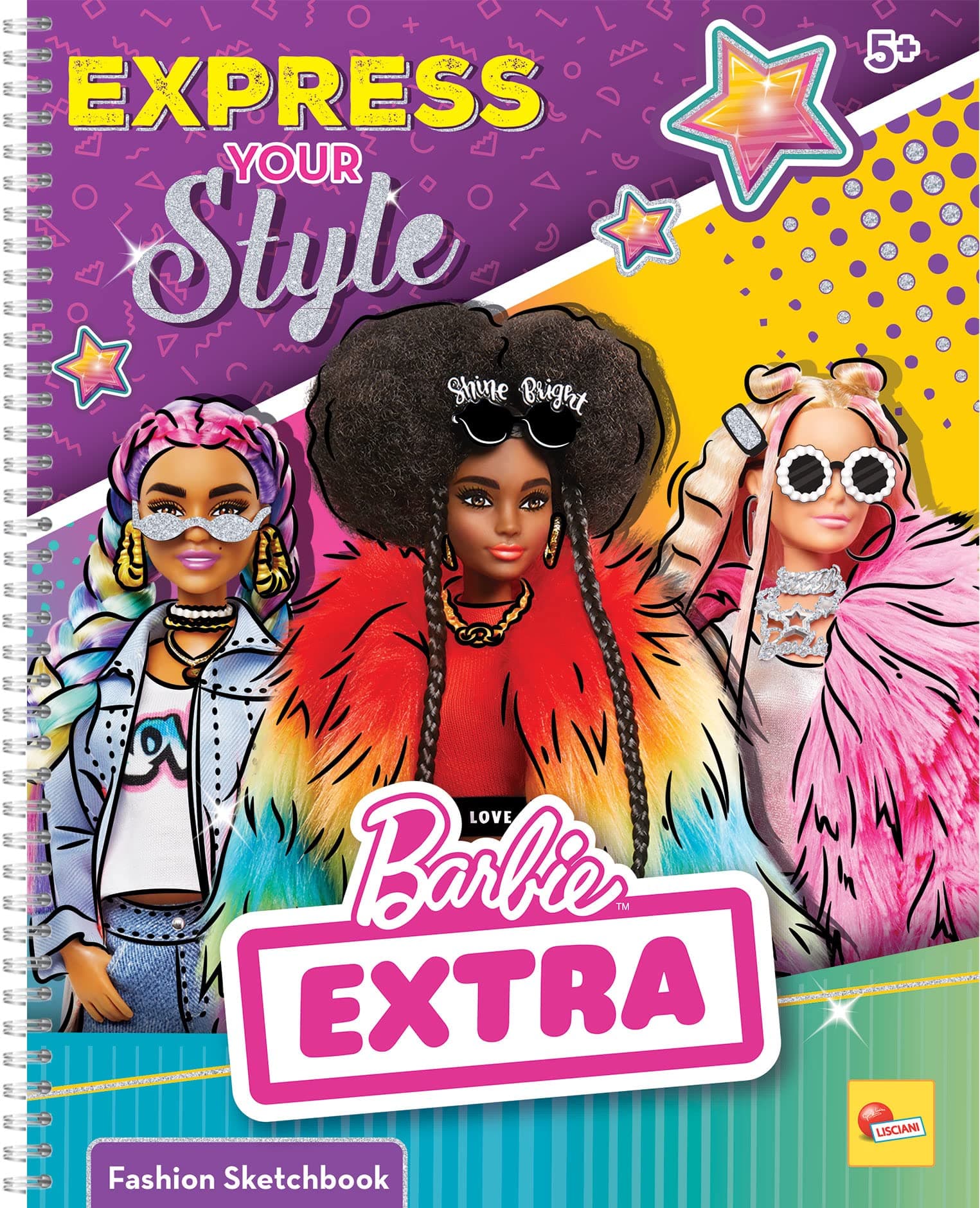 Книга за оцветяване и декориране на модели Lisciani Barbie Extra Expess your Style със стикери