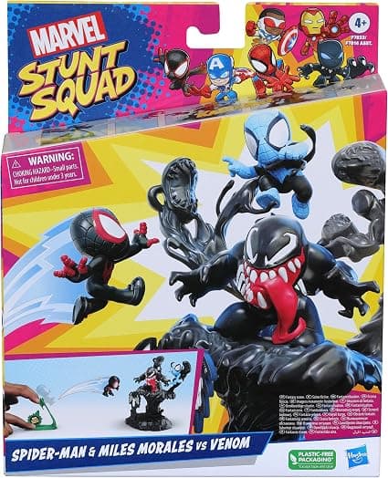 Комплект фигурки Hasbro Marvel Stunt Squad Spider-Man & Miles Morales VS Venom, 3 см.