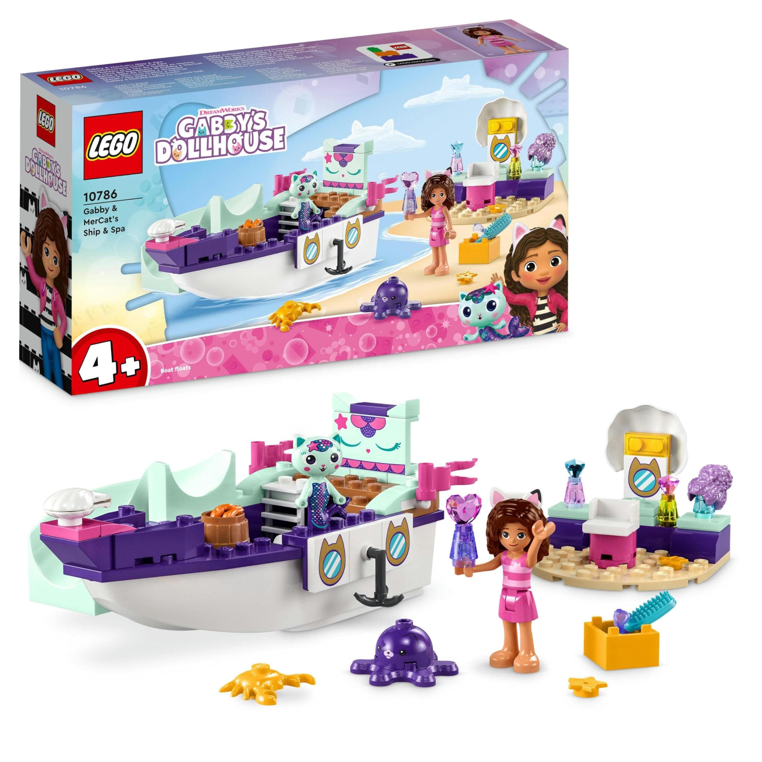Конструктор LEGO Gabby's Dollhouse Спа корабът на Габи и Котката-русалка, 10786