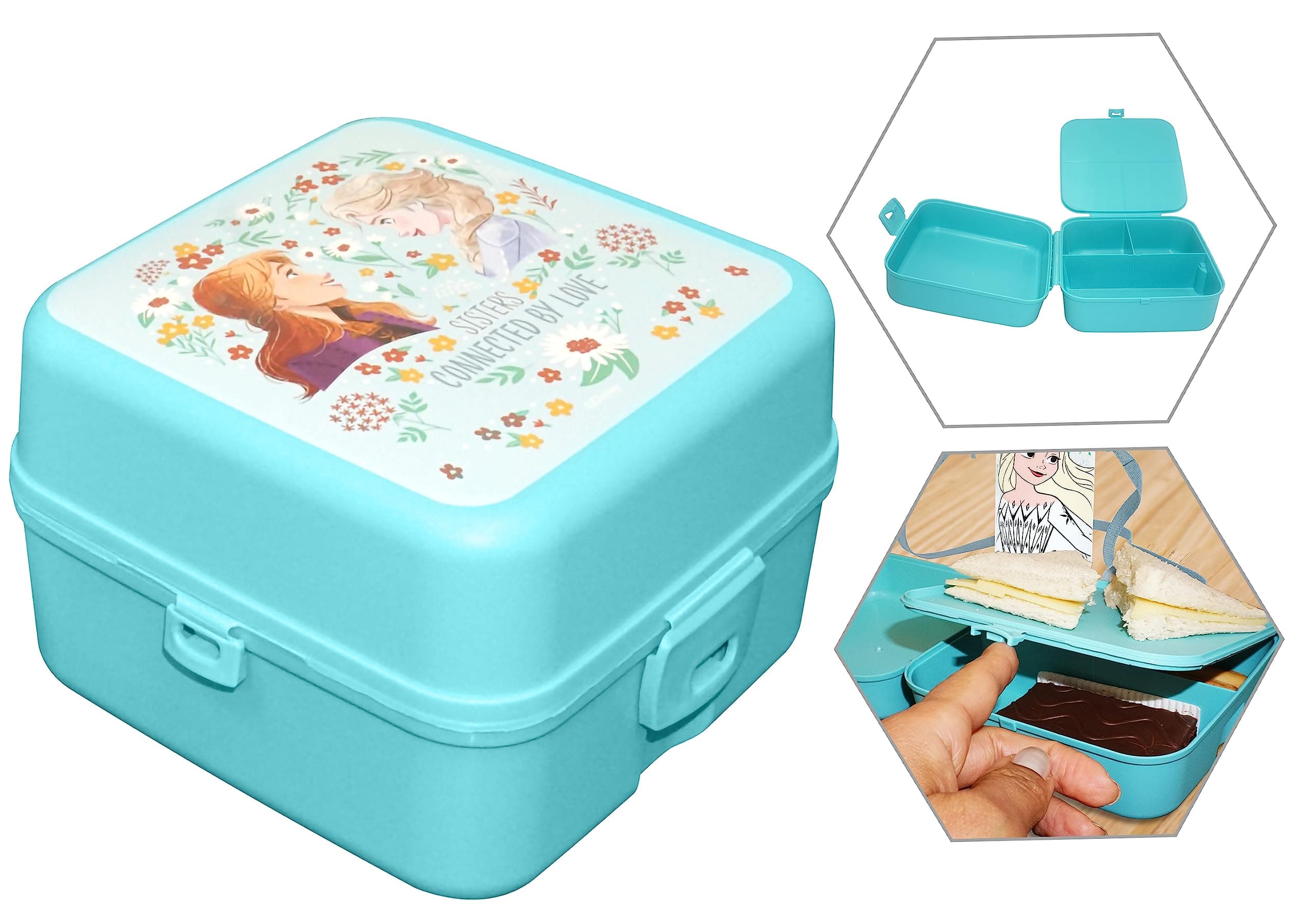 Детска кутия за храна Kids Licensing Frozen с отделения, Тюркоаз