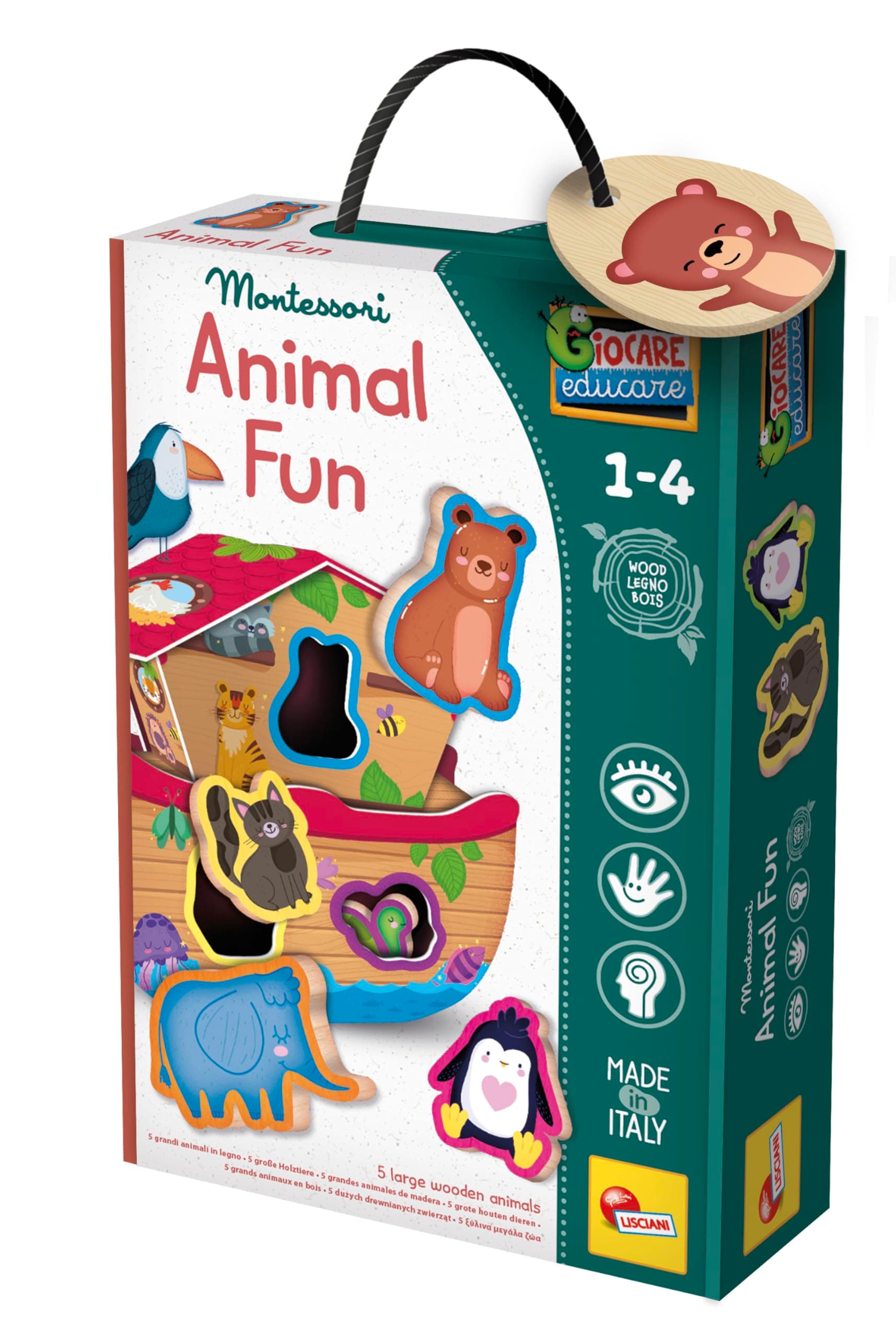 Образователна игра Lisciani Montessori Baby Wood Animal Fun