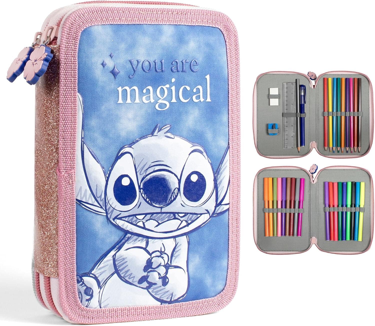 Несесер за училище Kids Licensing Stitch, 2 отделения, пълен