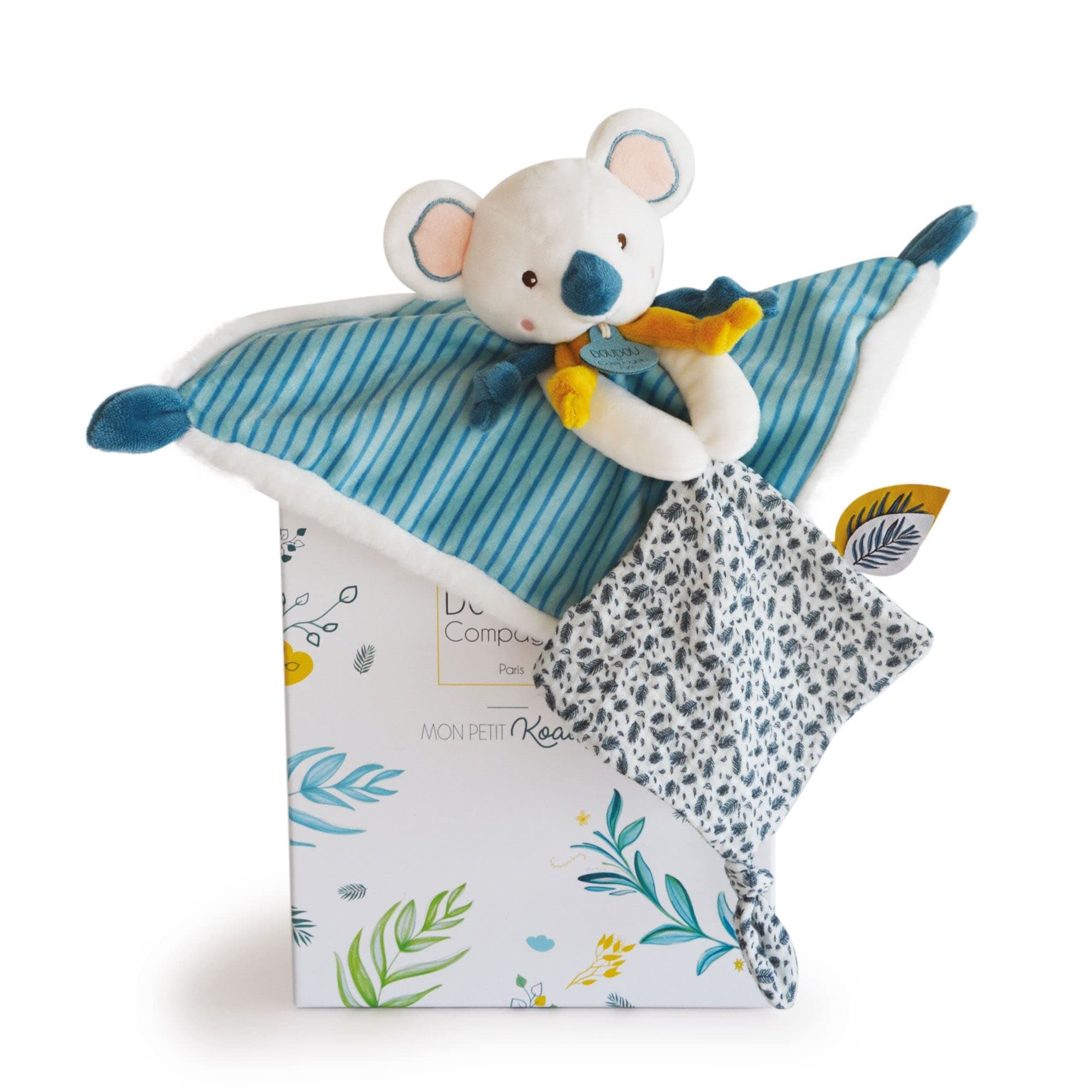 Плюшена играчка за гушкане Doudou коала с кърпа 25 см с луксозна кутия, DC3668