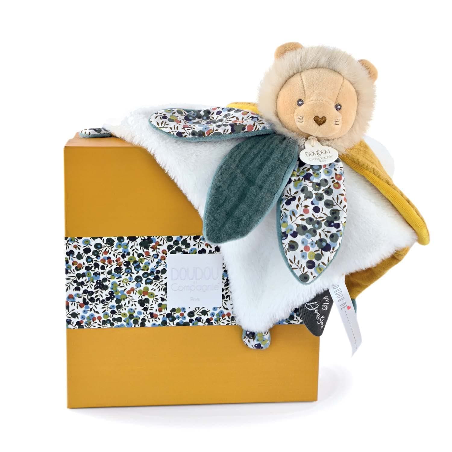 Плюшена играчка за гушканe Doudou Bohaime лъв 25 см с луксозна кутия, DC4025