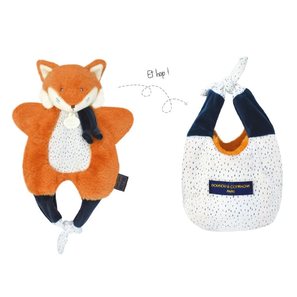 Плюшена играчка за гушкане Doudou лисица-чанта 30 см, DC3828