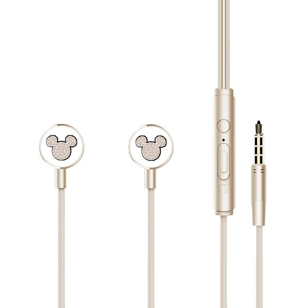 Слушалки с микрофон и управление на звука за мобилни устройства - Disney Stereo Earphones 3.5mm Mickey Head Contour (златист)