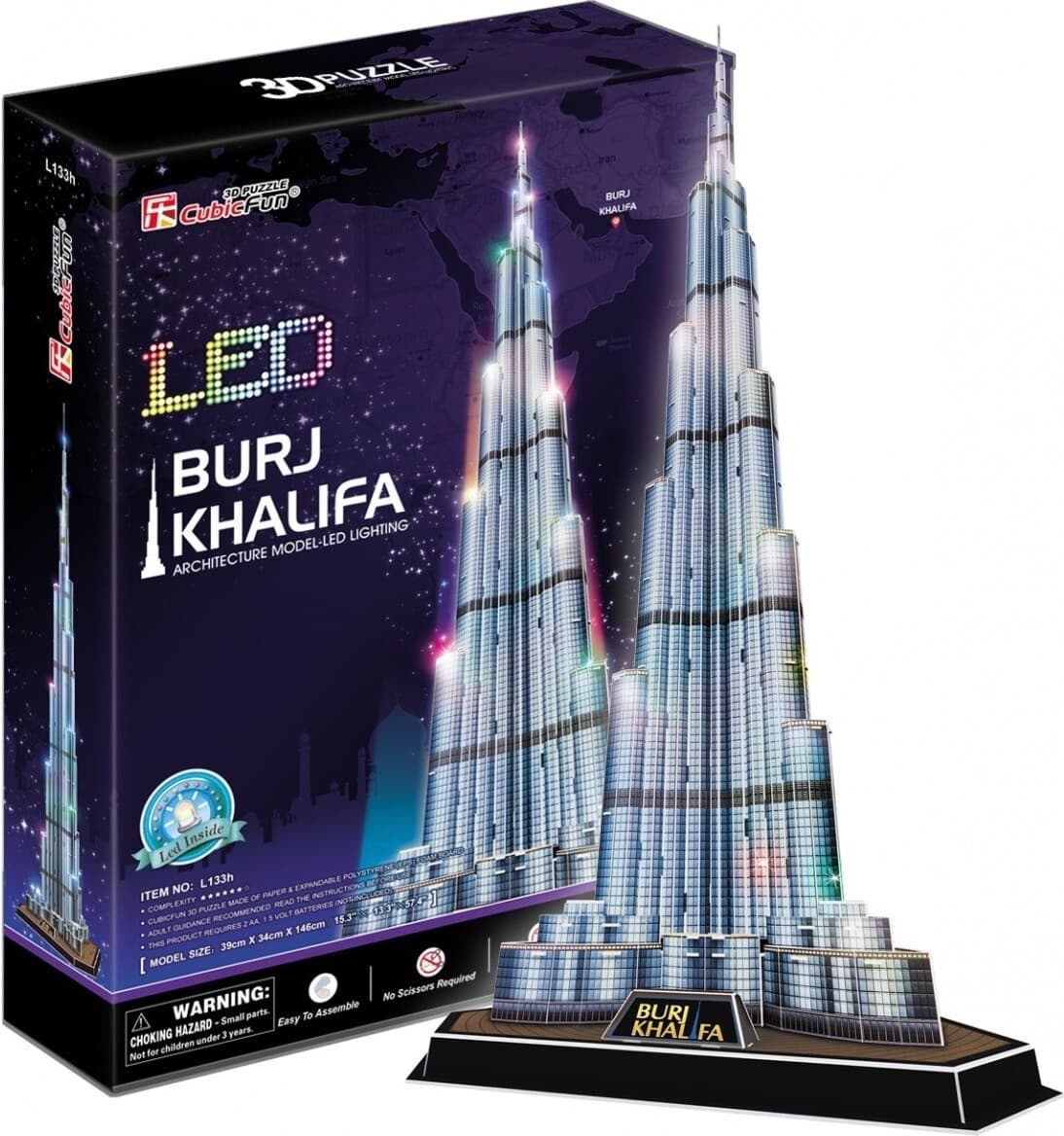 CubicFun Пъзел 3D Burj Khalifa 136ч. с LED светлини