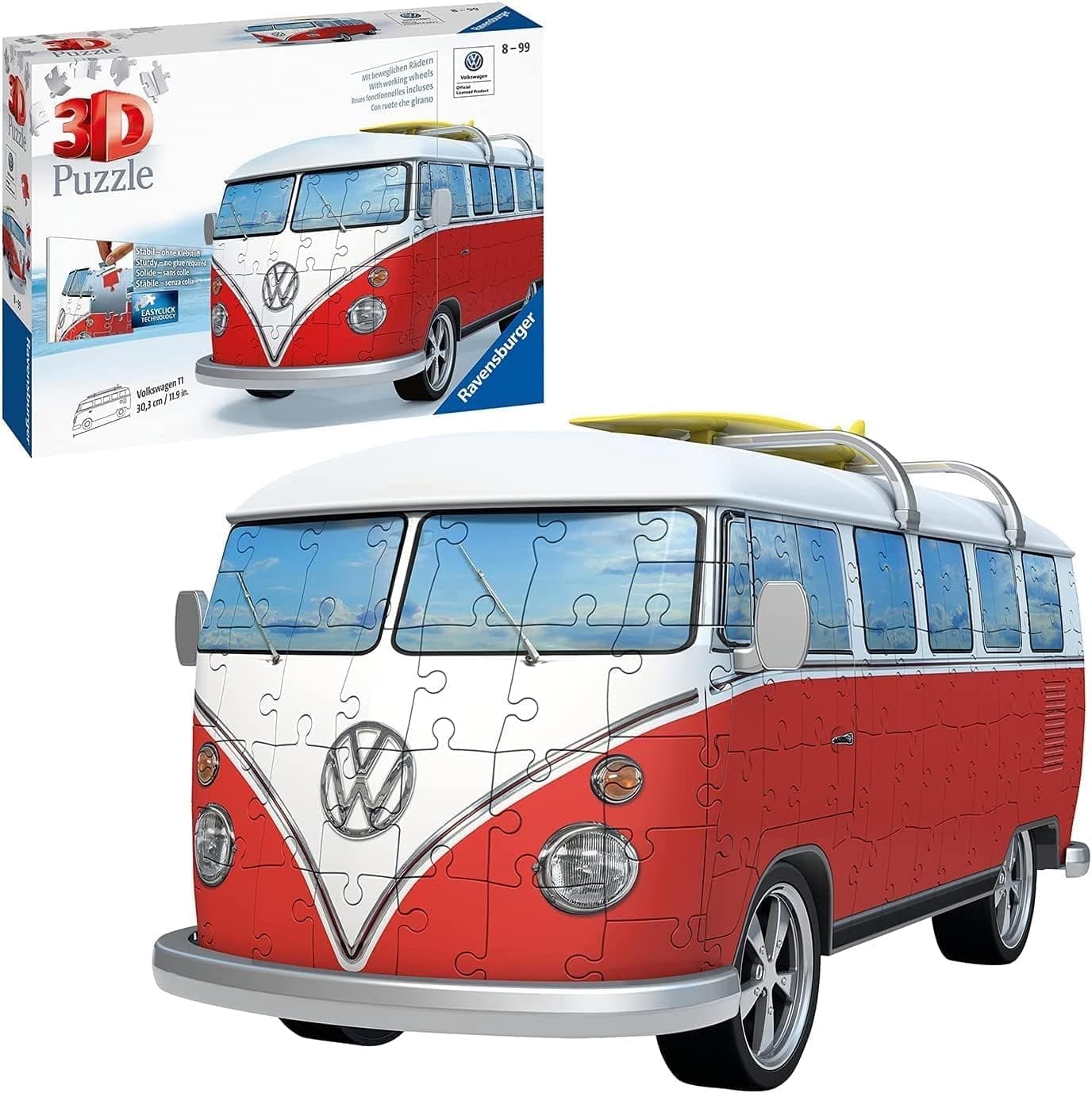 3D Пъзел Ravensburger 162 ел. - Ретро бус Volkswagen T1