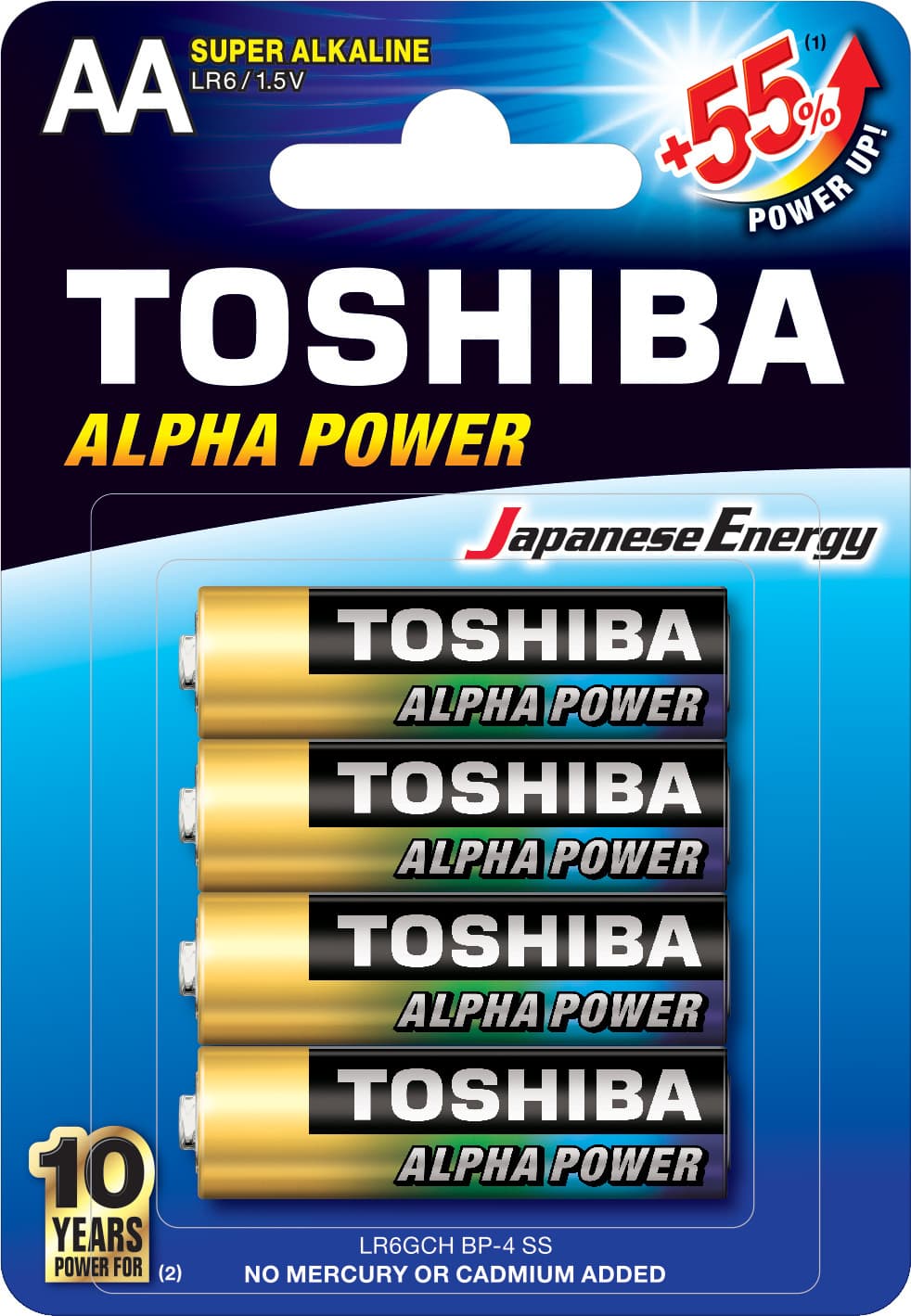 Алкални батерии TOSHIBA Alpha Power (усилена), (AA), LR6, 1.5V