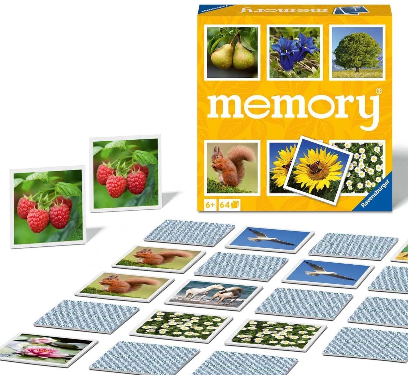 Игра Мемори карти 64 броя Ravensburger, природа