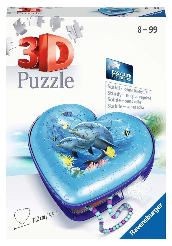 3D Пъзел Ravensburger 54 ел. - Кутия за бижута сърце: Подводен свят