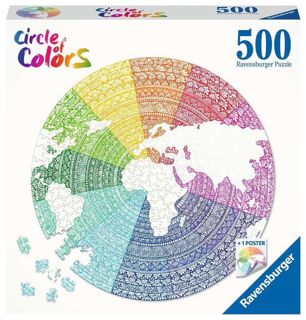 Пъзел Ravensburger 500 ел. - Кръг от цветове: Мандала
