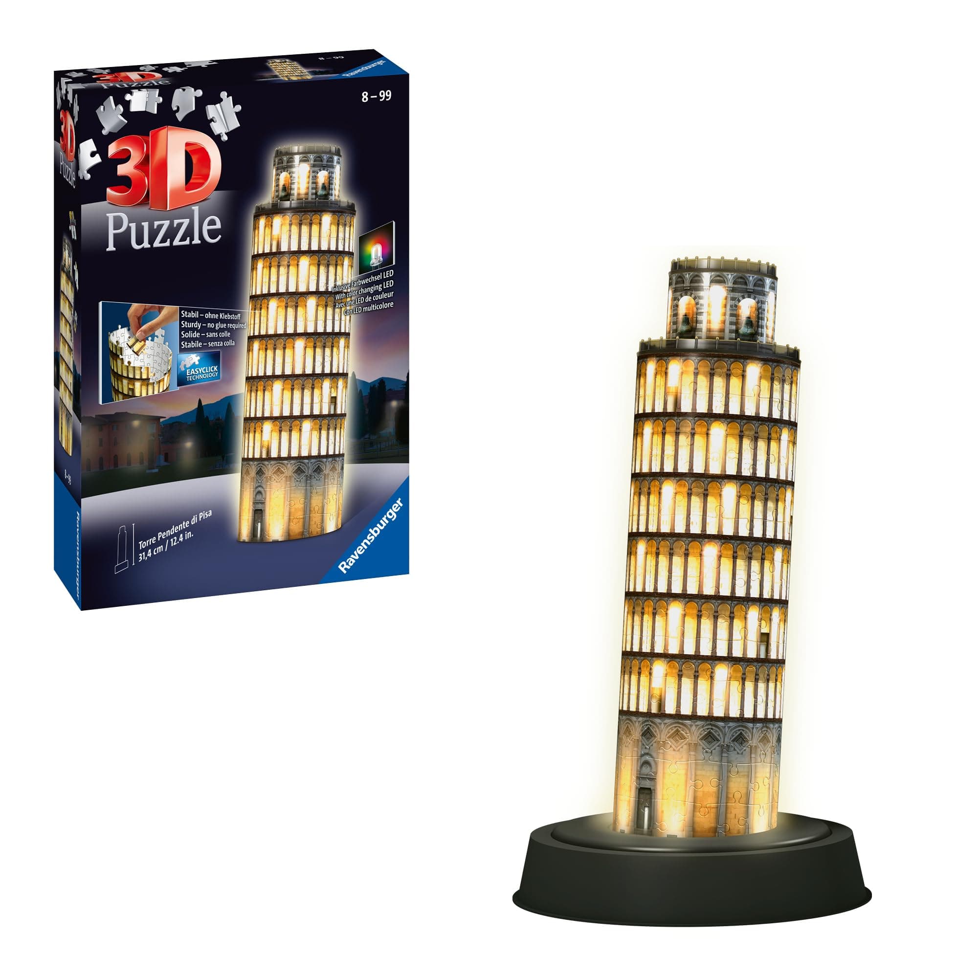 3D Пъзел Ravensburger 216 ел. - Наклонената кула в Пиза през нощта