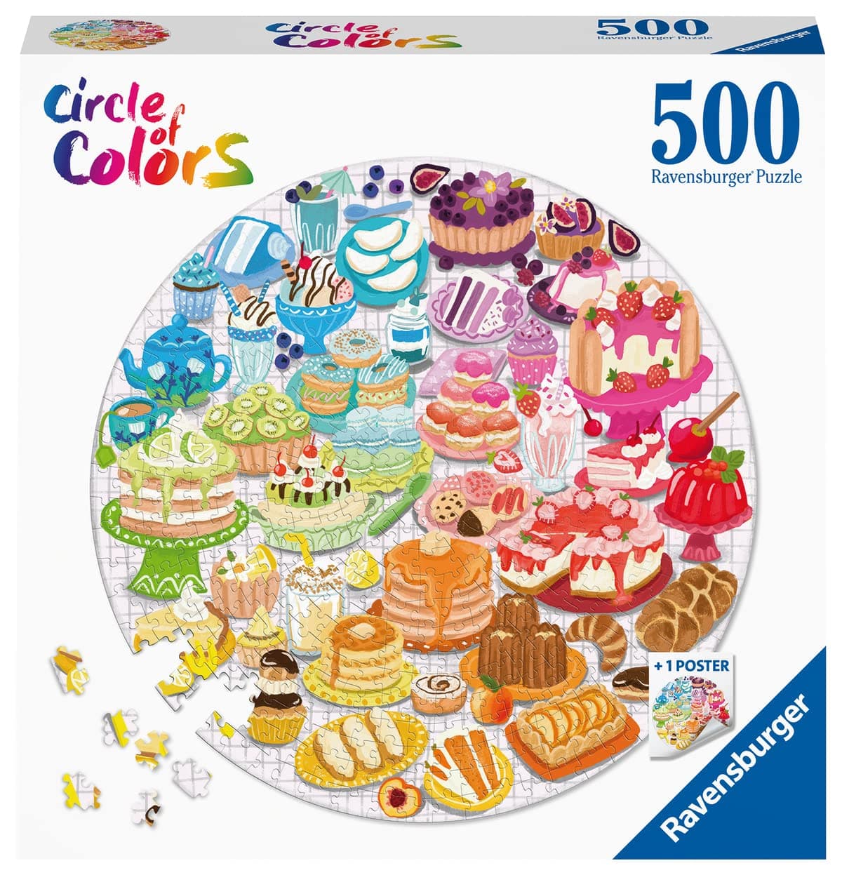 Пъзел Ravensburger 500 ел. - Кръг от цветове: Десерти