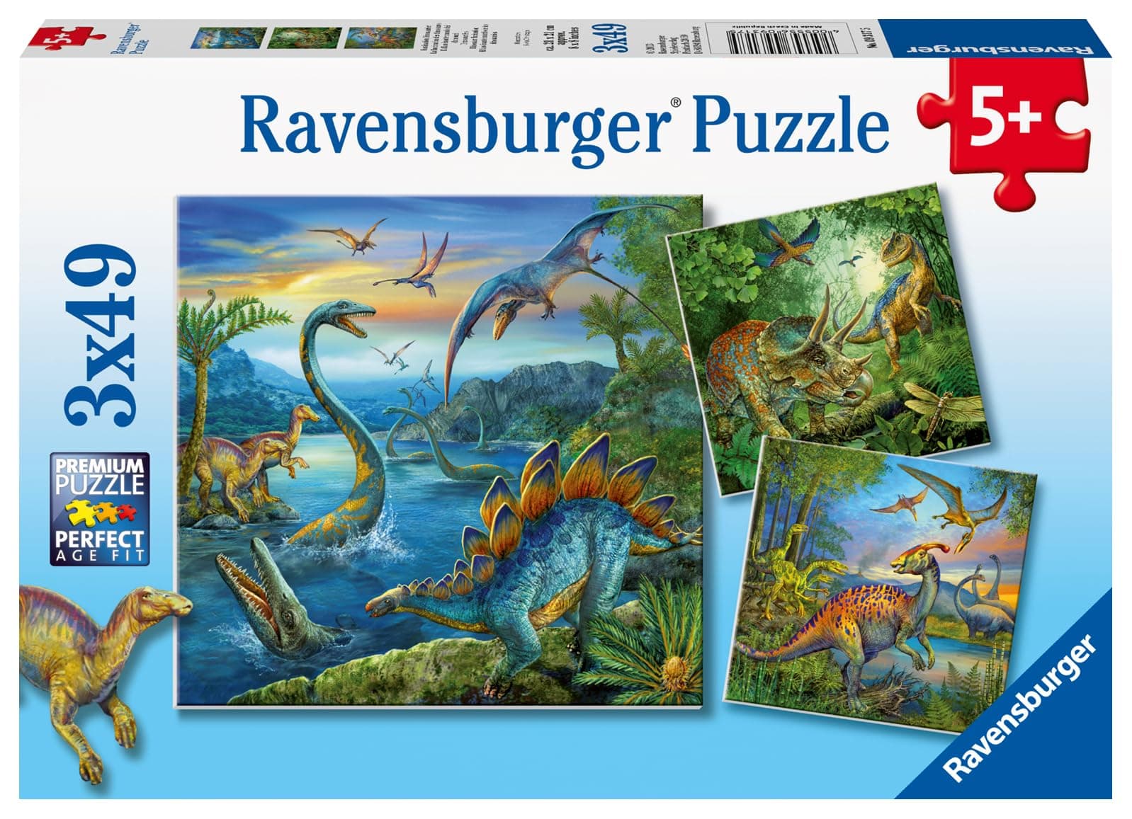 Пъзел Ravensburger 3x49 ел. - Динозаври