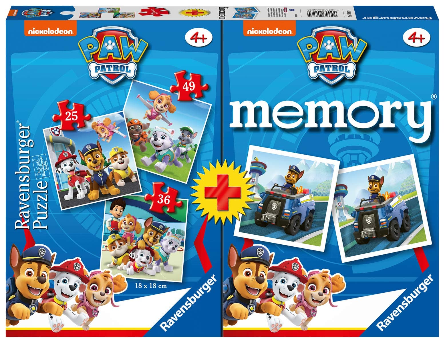 Пъзел Ravensburger 3-в-1 + мемори - Пес Патрул
