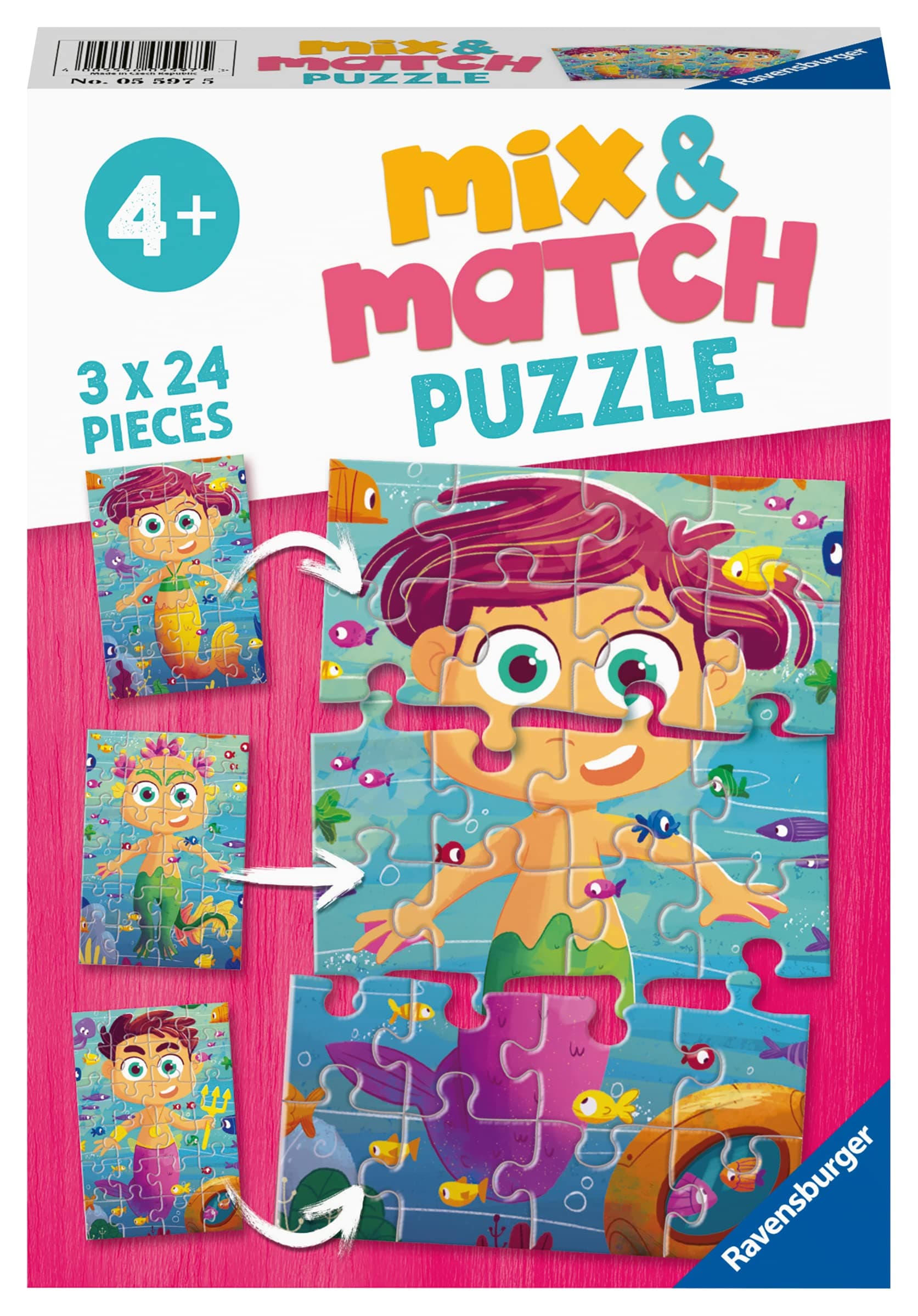Пъзел Ravensburger 3x24 ел. - Русалки и морски чудовища