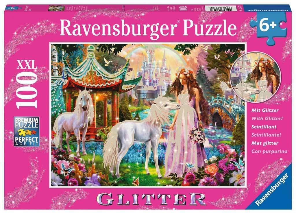 Пъзел с брокат Ravensburger 100 ел. XXL - Светът на еднорозите