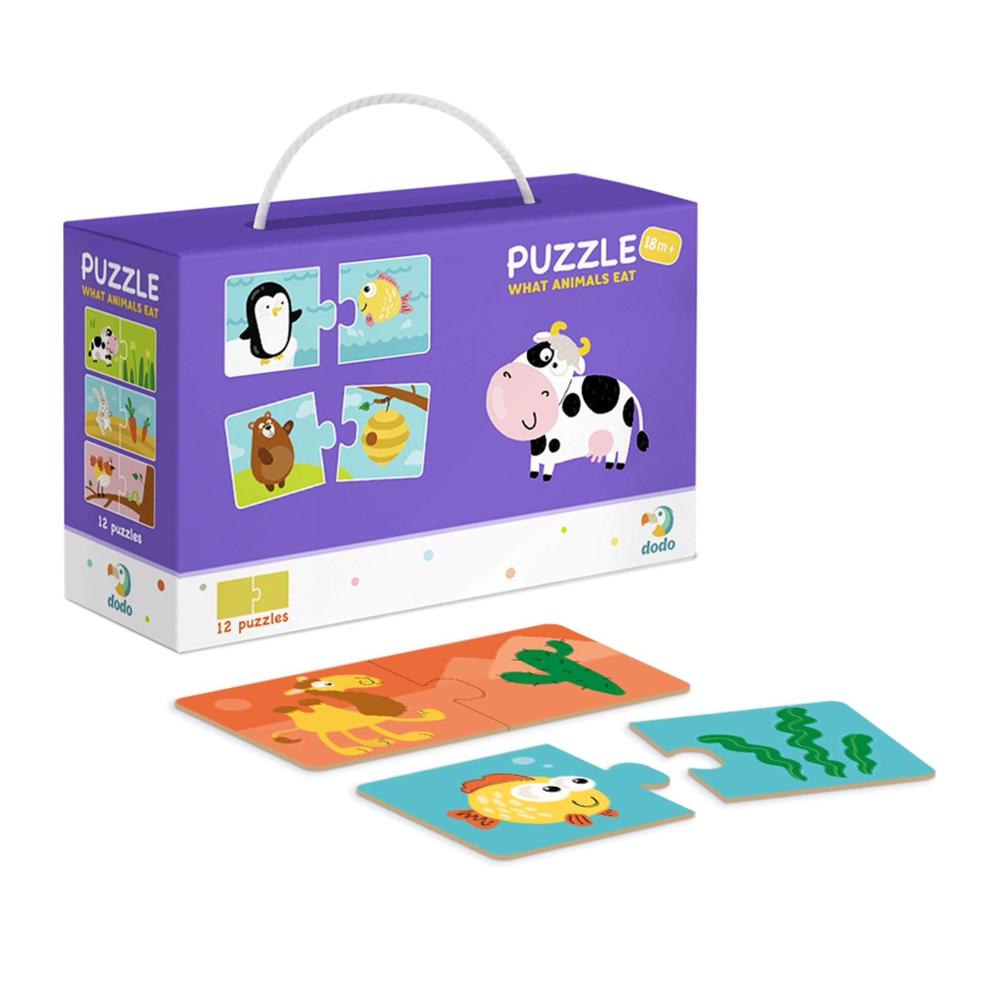 Комплект 12 пъзела Dodo Duo: С какво се хранят животните, 24 части
