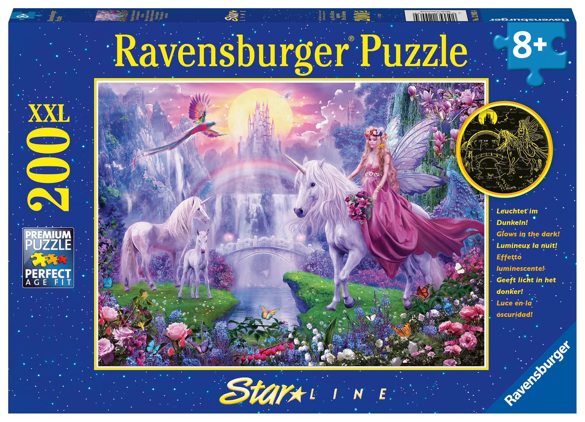 Пъзел Ravensburger 200 ел. XXL - Вълшебната нощ на еднорога