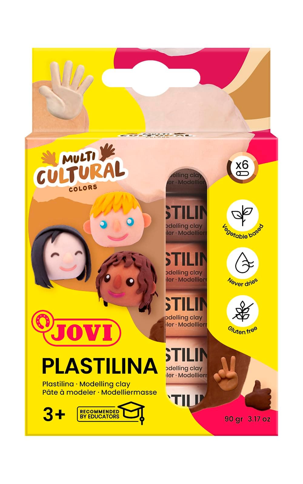 Пластелин Jovi Multicultural, 6 цвята